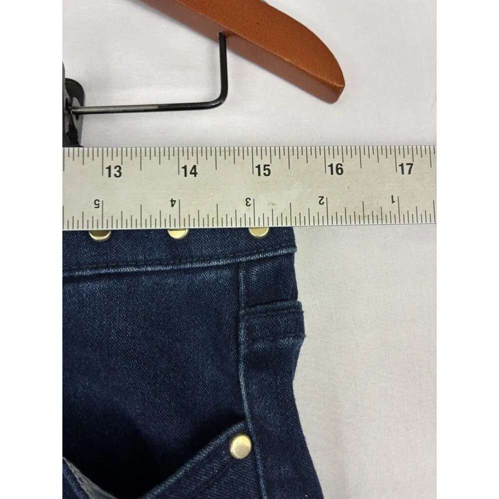 Michael Kors Izzy Skinny Jeans Womens 8 Dark Wash Blue Gold Studded Stretch